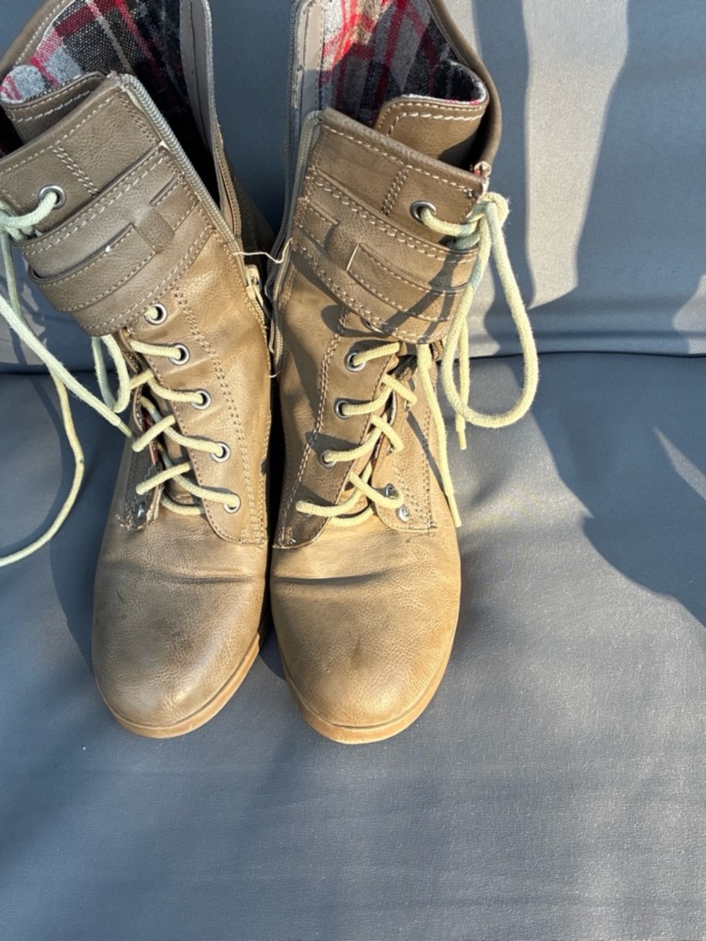 G by Guess Women's Brown Lace-Up Combat Boots